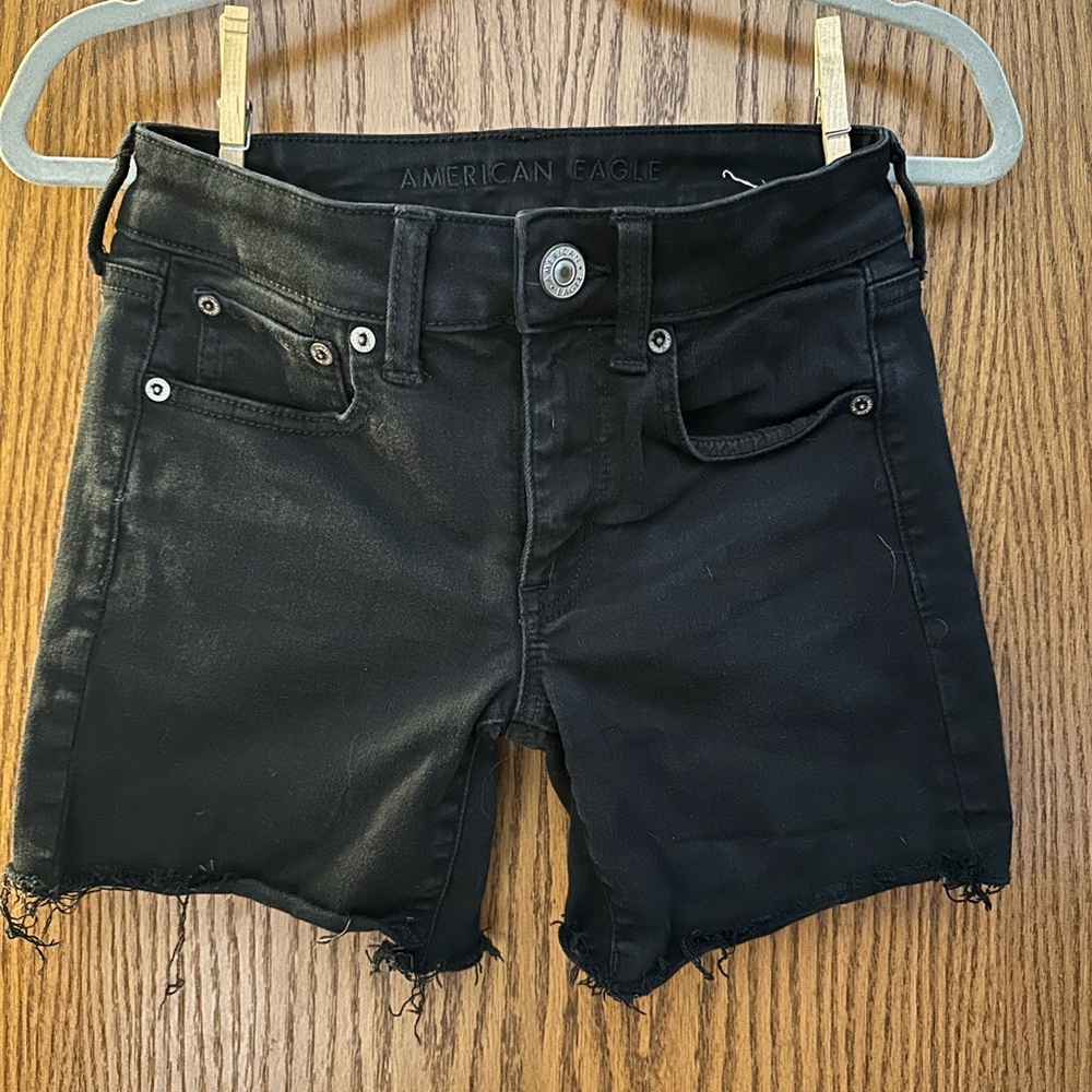 American Eagle black denim next level stretch shorts size 2
